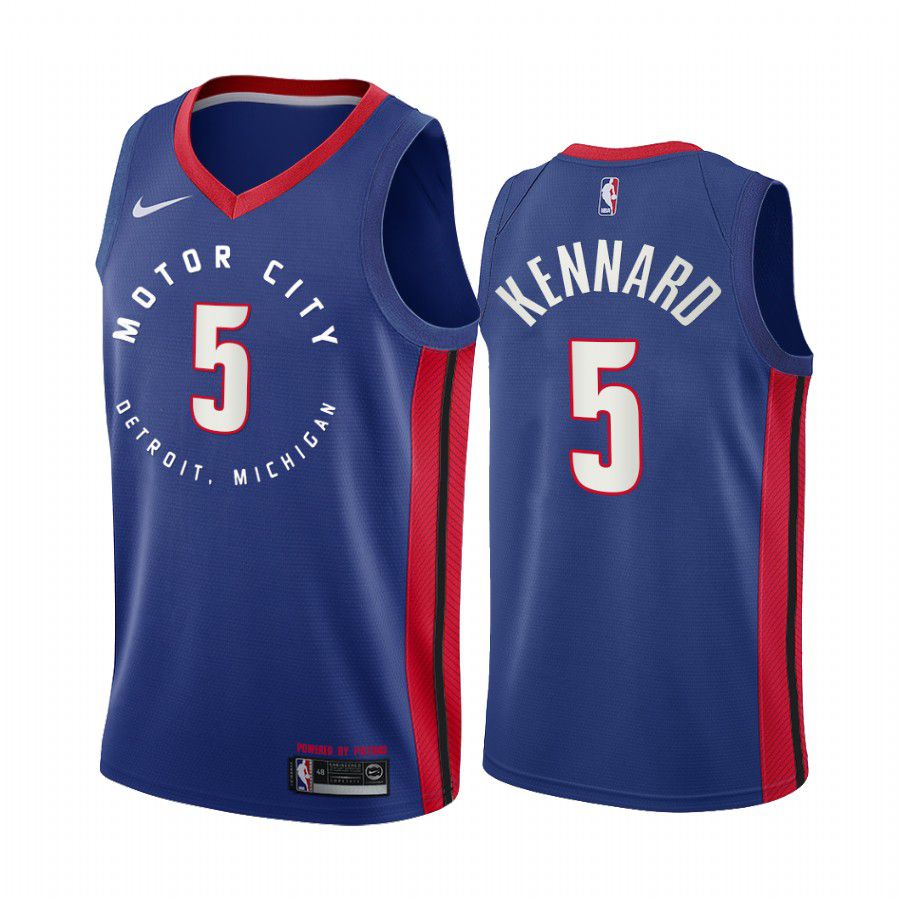 Men Detroit Pistons #5 luke kennard navy motor city edition 2020 nba jersey->detroit pistons->NBA Jersey